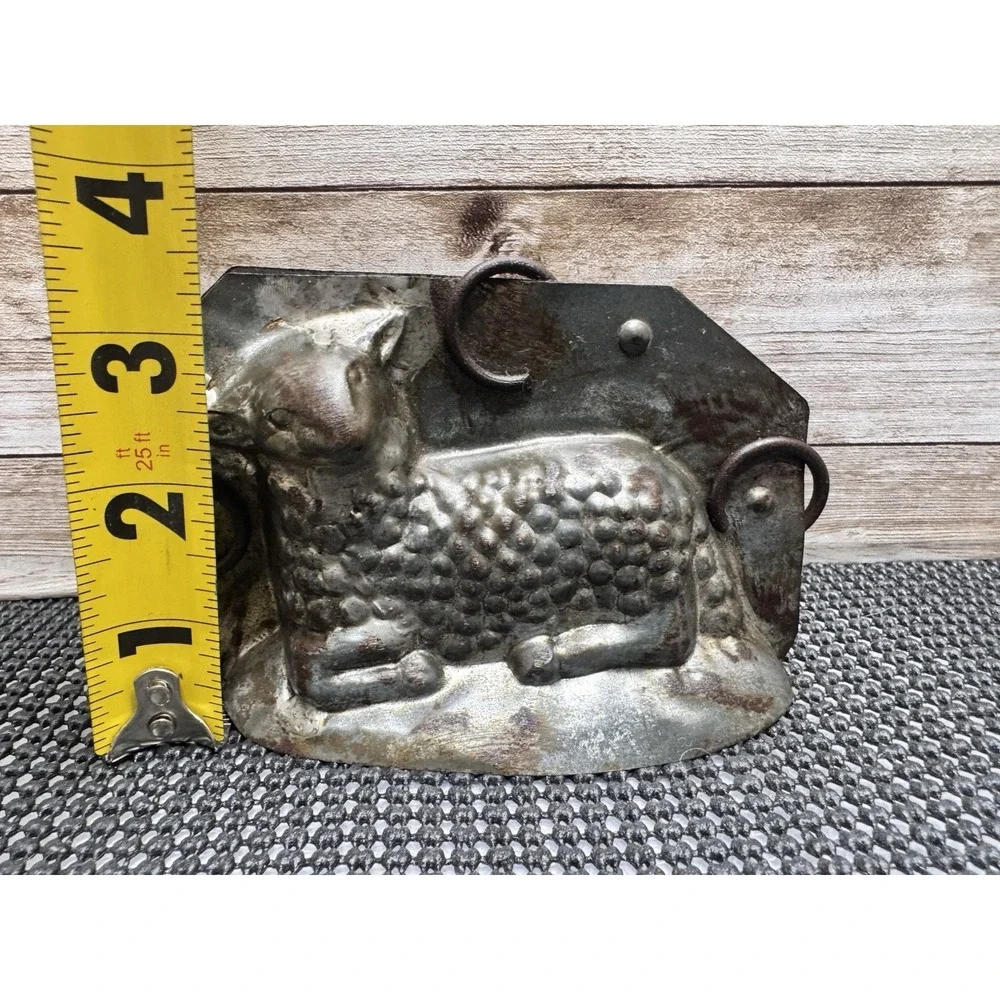Antique German Lamb Chocolate Mold Easter Sheep Tin Metal Reiche Era